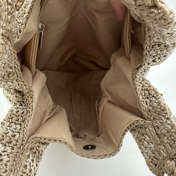 The Sak Crochet Style Handbag Summer Bag 13" Shoulder Bag Beige - Picture 7 of 13